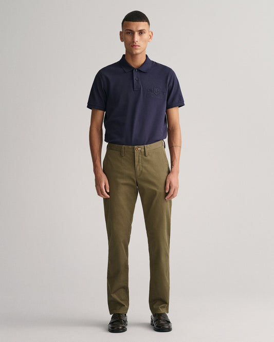 Herren Slim Fit Twill Chinos - Wacholdergrün
