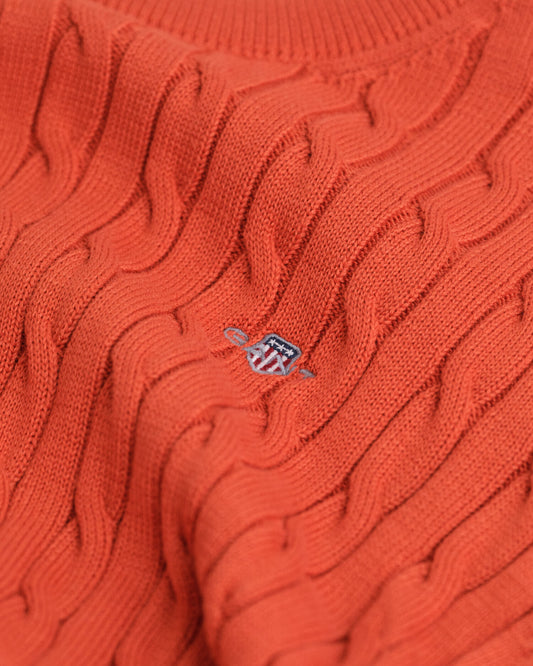 Teens Shield Cotton Cable Knit Crew Neck Sweater