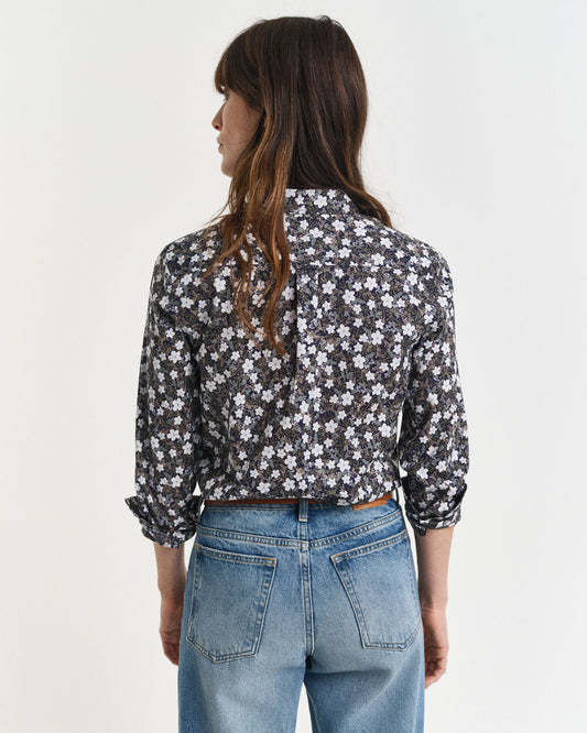 Regular Fit Floral Print Cotton Voile Shirt