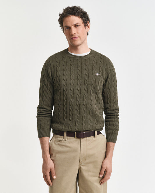 Cotton Cable Knit Crew Neck Sweater