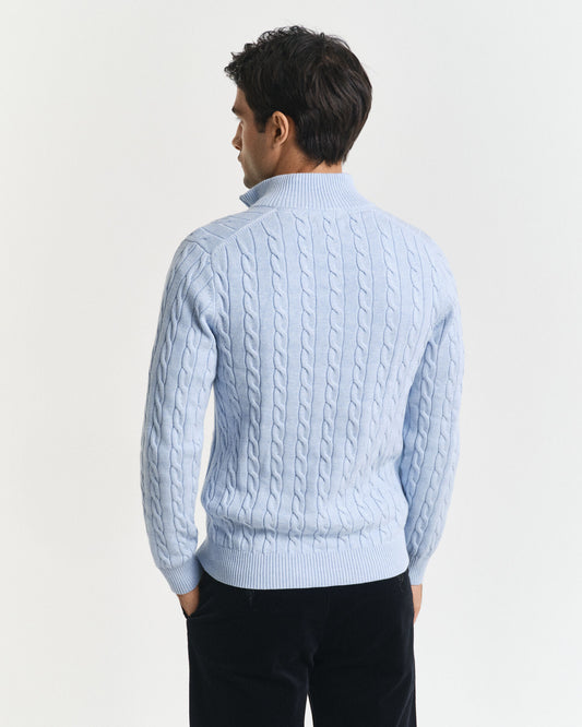 Cotton Cable Knit Half-Zip Sweater