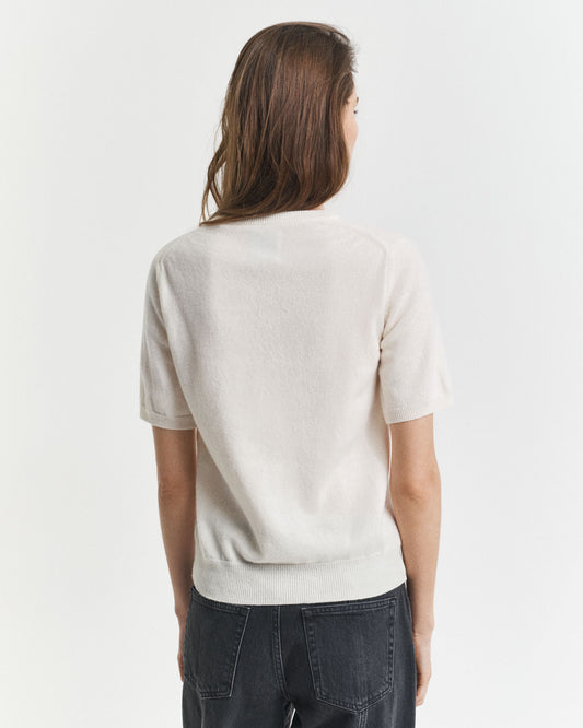 Superfine Lambswool Short Sleeve Crew Neck Sweater