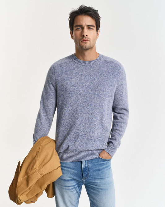 Wool Blend MoulineCrew Neck Sweater