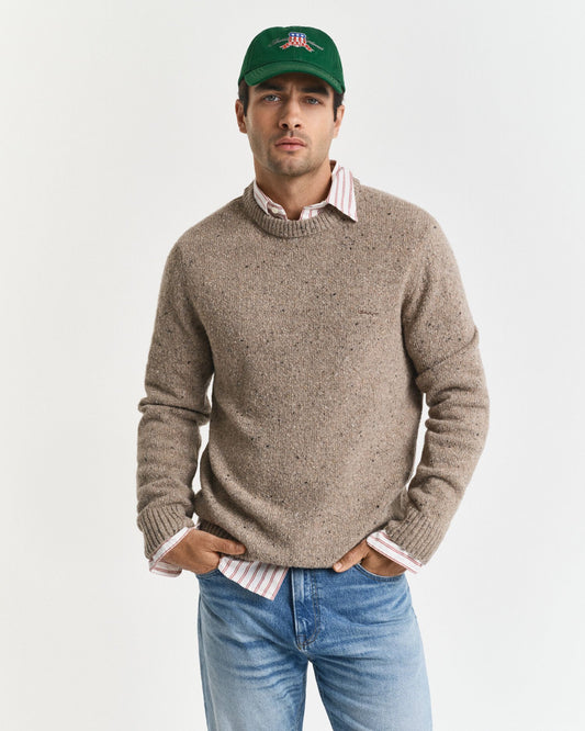 Wool Blend Nepps Crew Neck Sweater
