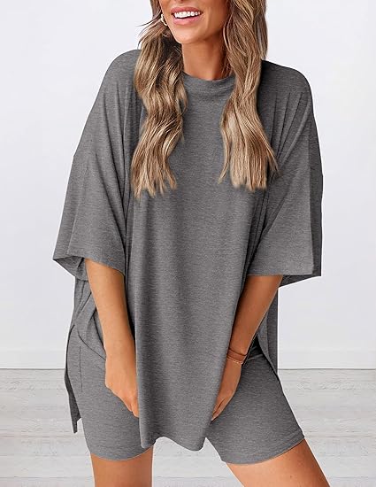 🔥Last Day 49% OFF - Women's Oversized Casual T-Shirt Shorts Suit Stretch Two-Piece Set