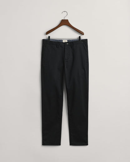 Men's Regular Fit Twill Chinos - BLACK