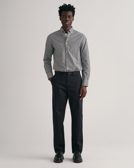 Herren-Twill-Chinos in normaler Passform – SCHWARZ 