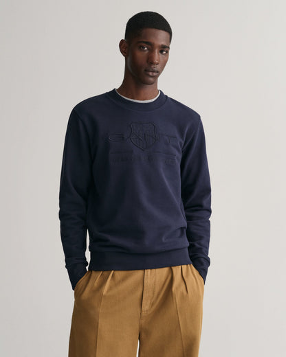 Sweat-shirt ras du cou Tonal Shield pour homme - BLEU SOIR 