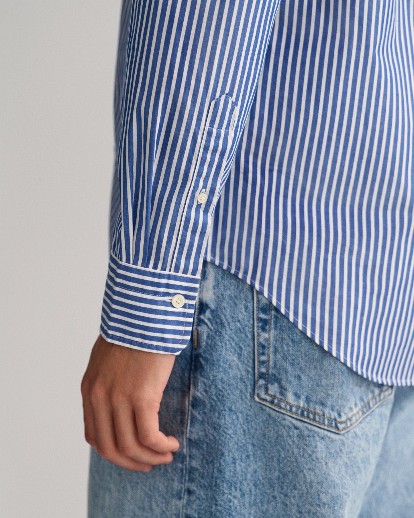 Chemise en popeline rayée coupe classique pour homme - COLLEGE BLUE 