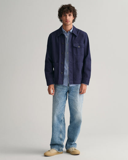 Chemise en popeline rayée coupe classique pour homme - COLLEGE BLUE 