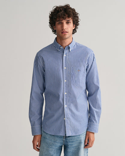 Chemise en popeline rayée coupe classique pour homme - COLLEGE BLUE 