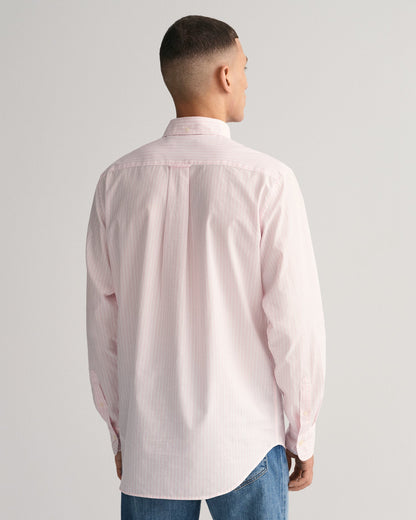 Chemise en popeline rayée coupe classique pour homme - ROSE CLAIR 