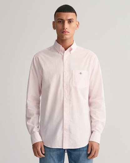 Chemise en popeline rayée coupe classique pour homme - ROSE CLAIR 