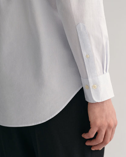 Herren-Popelinehemd mit Banker-Streifen in normaler Passform – HELLBLAU 