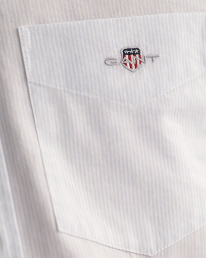 Herren-Popelinehemd mit Banker-Streifen in normaler Passform – HELLBLAU 