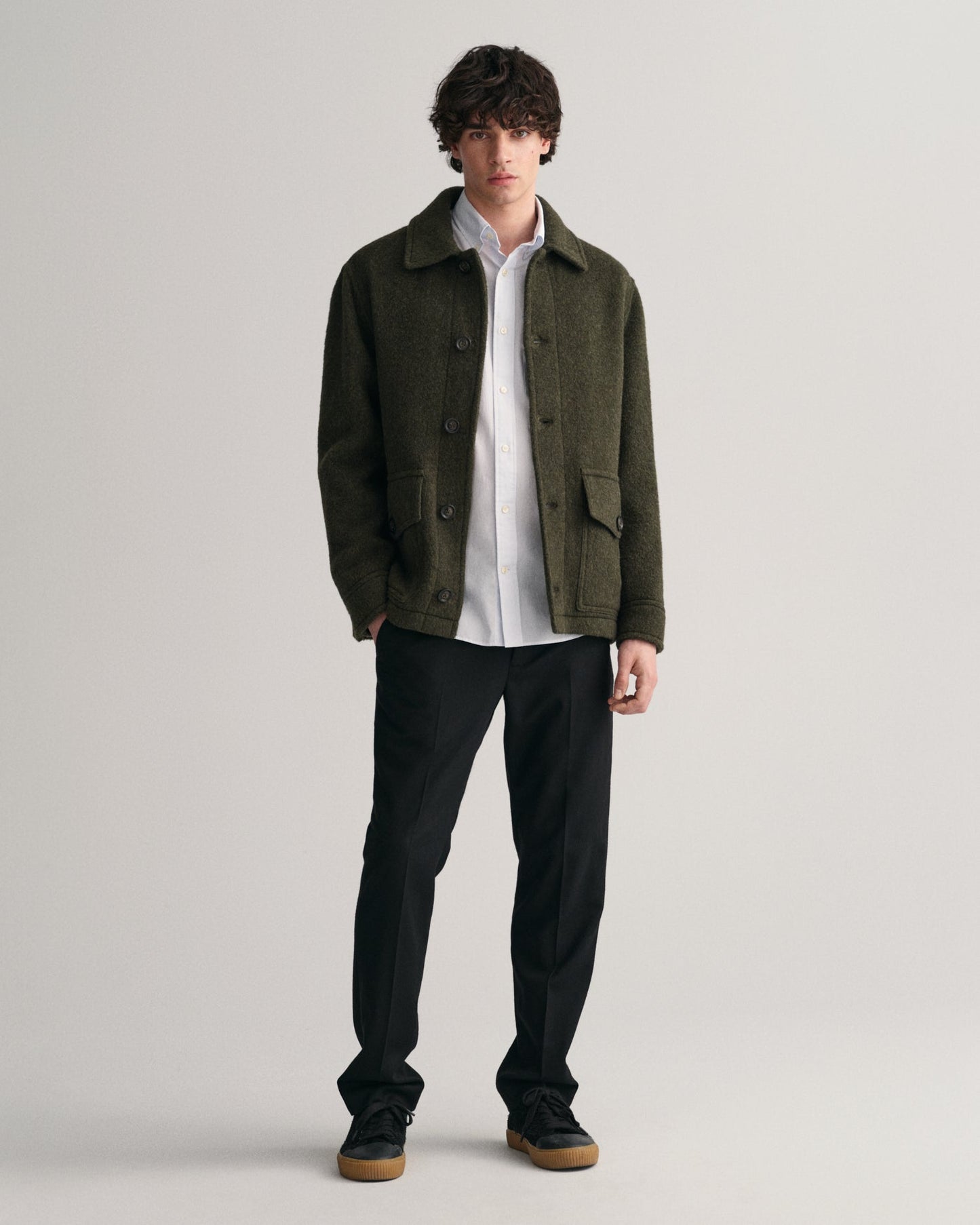 Herren-Popelinehemd mit Banker-Streifen in normaler Passform – HELLBLAU 