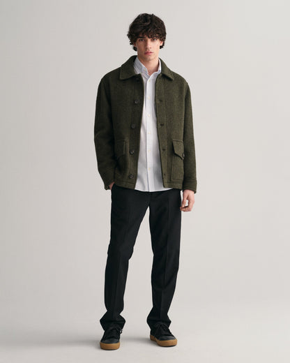 Herren-Popelinehemd mit Banker-Streifen in normaler Passform – HELLBLAU 