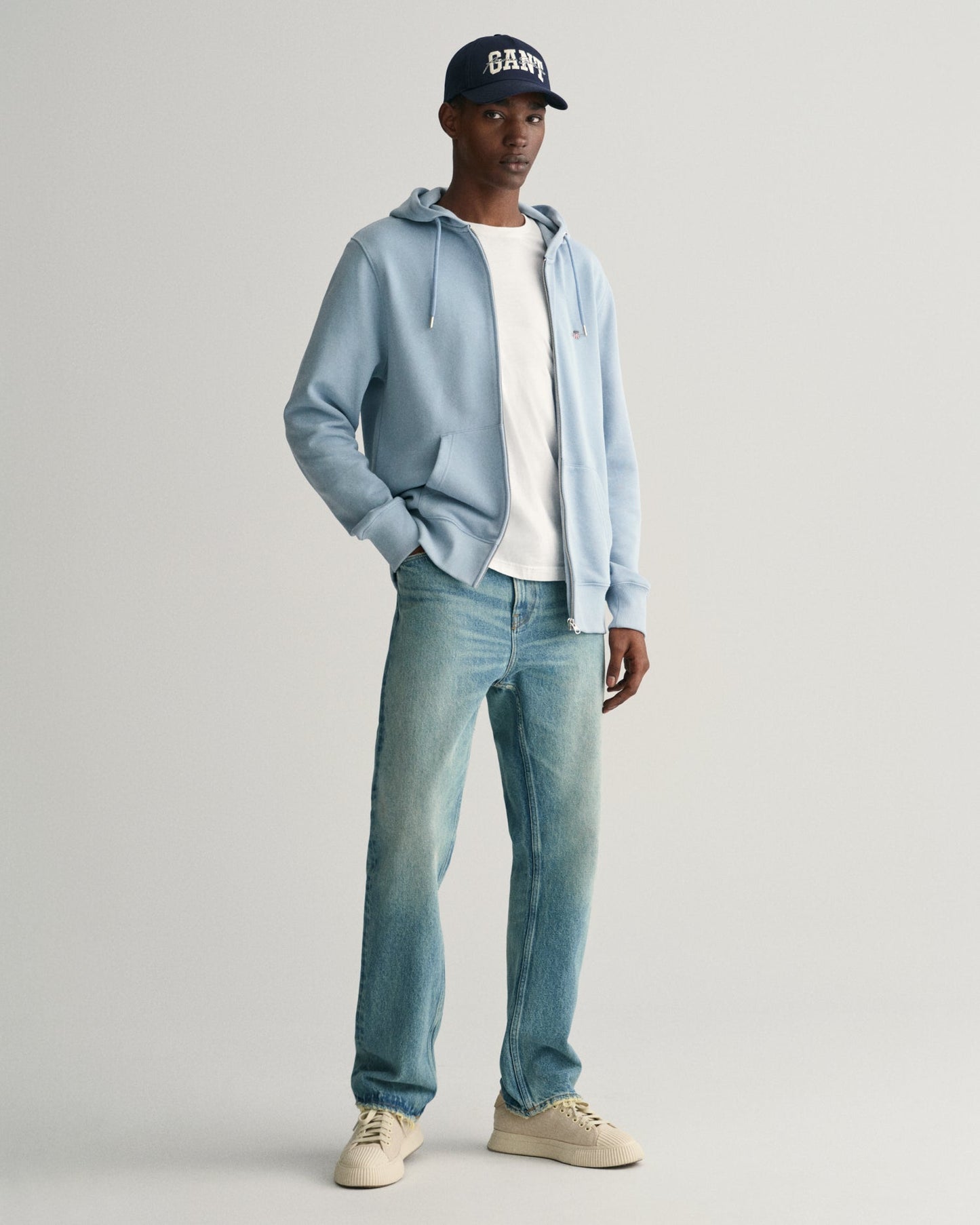 Sweat à capuche zippé Shield pour homme - BLEU COLOMBE 