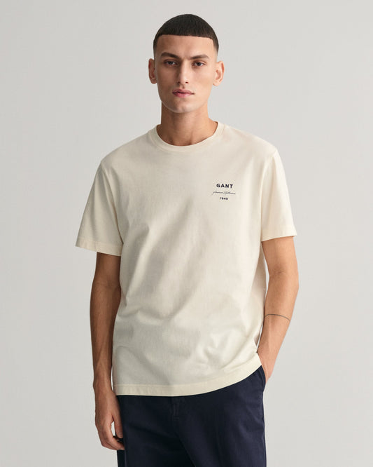 Herren T-Shirt mit Script-Grafik – CREME 