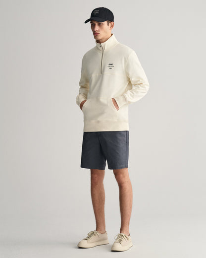 Herren-Sweatshirt mit halblangem Reißverschluss und Schriftzug – CREME 