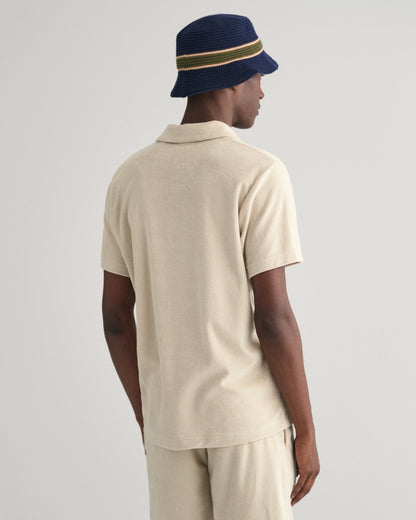 Polo piqué en tissu éponge pour homme - Beige soyeux 