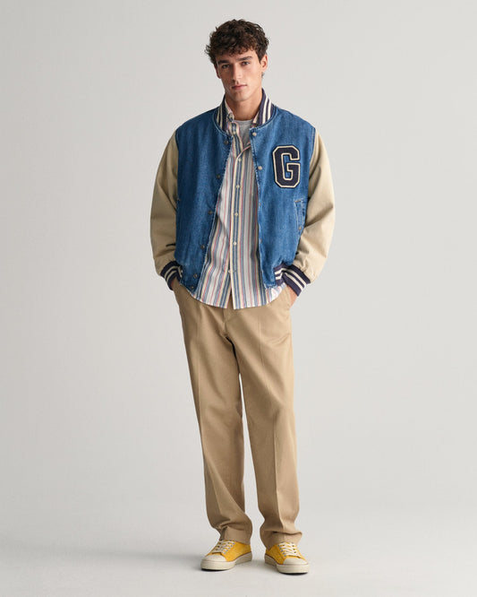 Gestreiftes Archive Oxford-Hemd für Herren in normaler Passform – EGGSHELL 