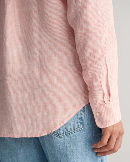 Chemise rayée en lin coupe classique pour homme - ROSE PÊCHE 