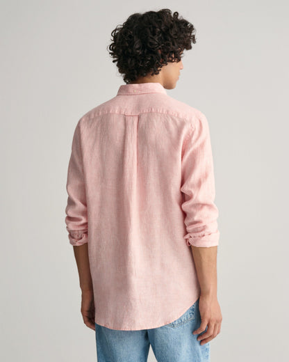 Chemise rayée en lin coupe classique pour homme - ROSE PÊCHE 