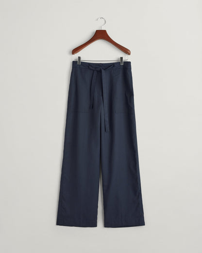 Pantalon décontracté à taille nouée pour femme - BLEU SOIR 