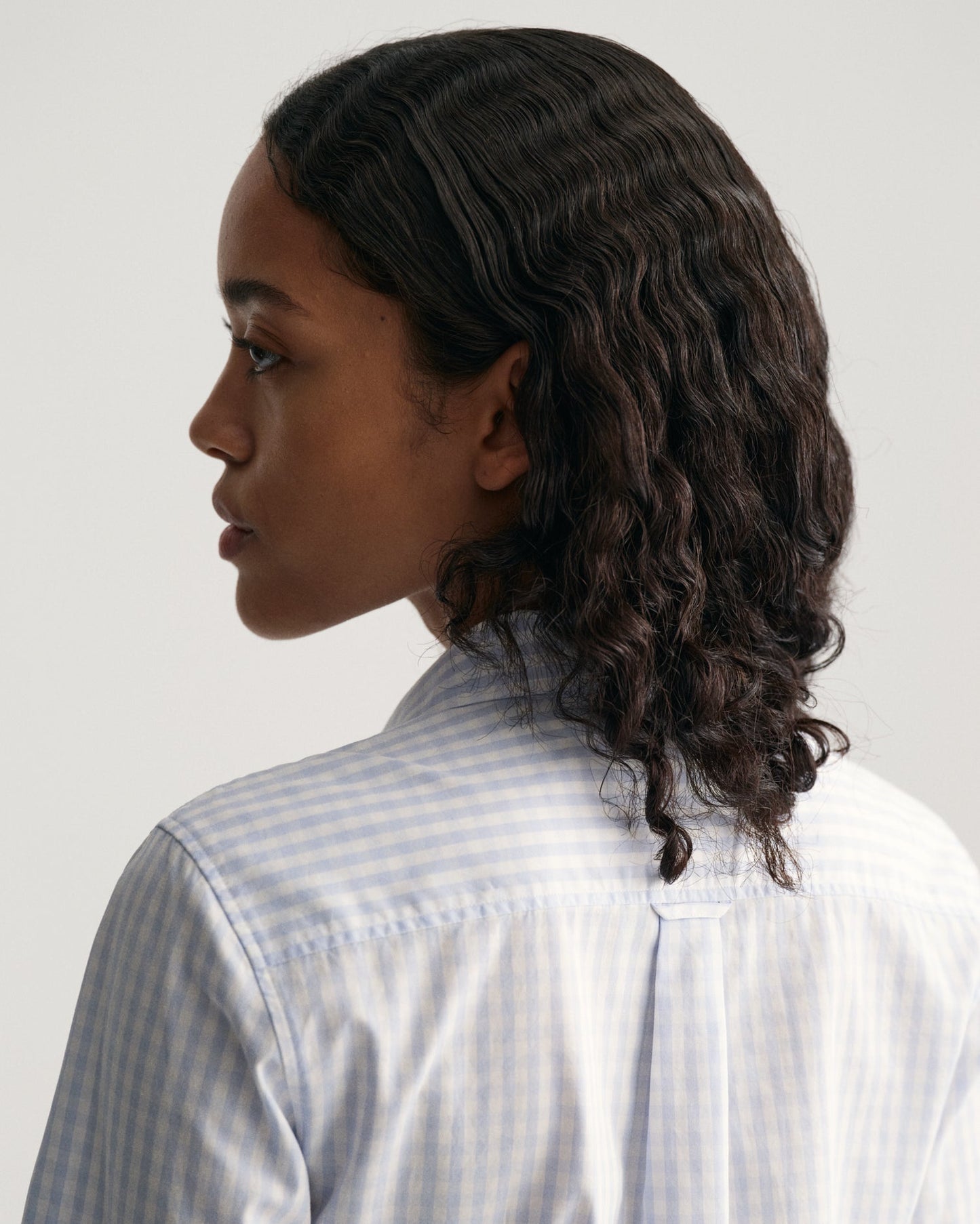 Chemise en popeline vichy coupe classique pour femme - BLEU CLAIR 