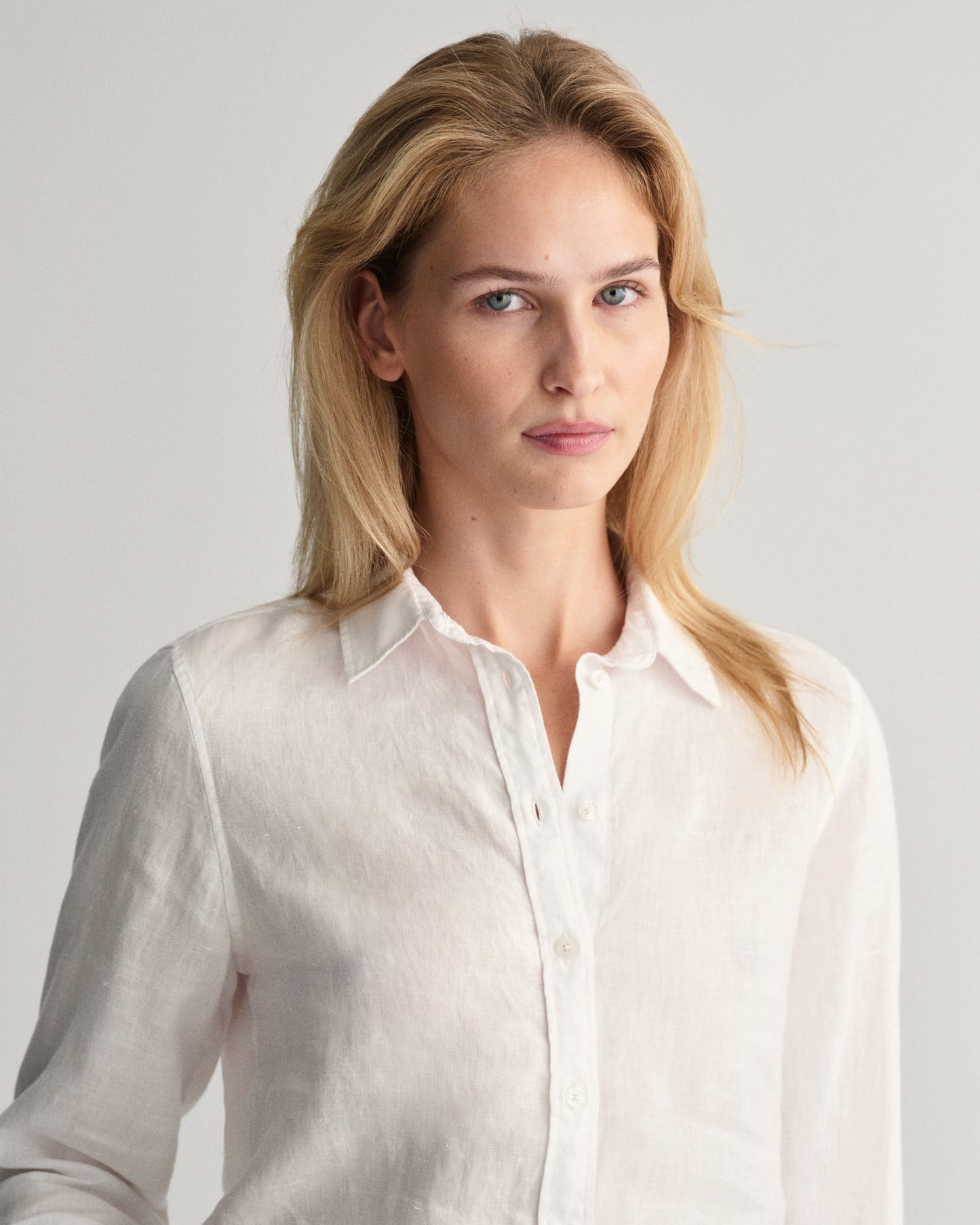 Leinen-Chambray-Hemd für Damen im Regular Fit – WEISS 