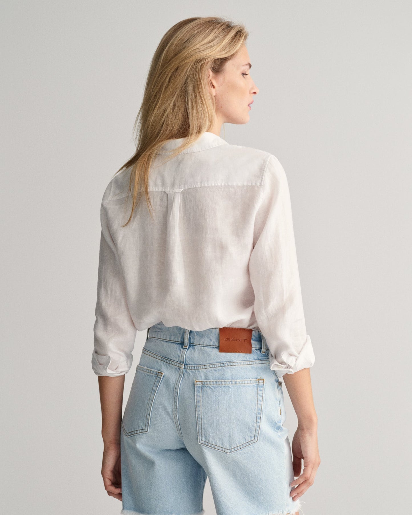Leinen-Chambray-Hemd für Damen im Regular Fit – WEISS 