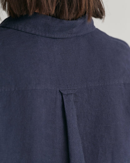 Leinen-Chambray-Hemd für Damen in normaler Passform – ABENDBLAU 