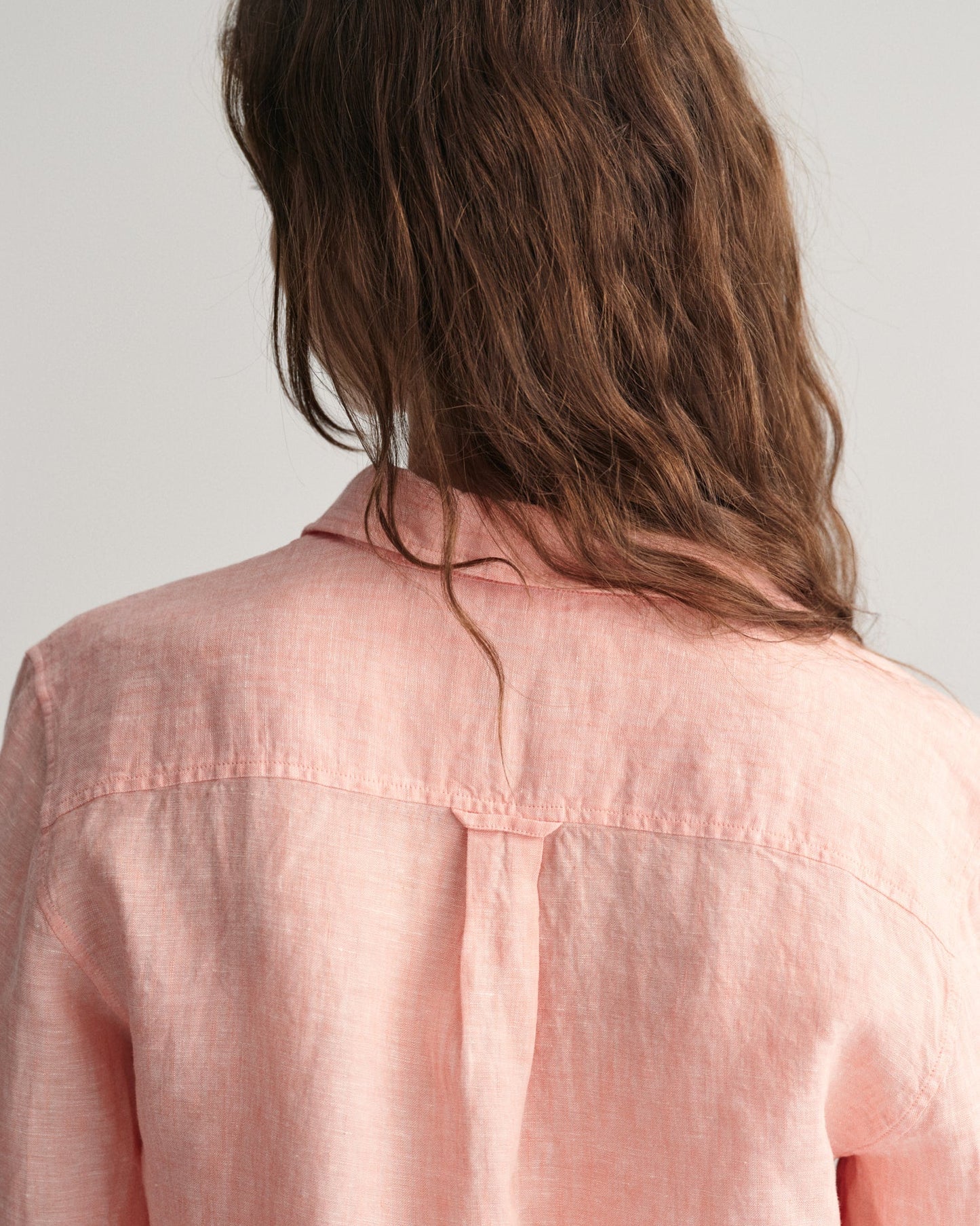Chemise en chambray de lin coupe classique pour femme - ROSE PÊCHE 