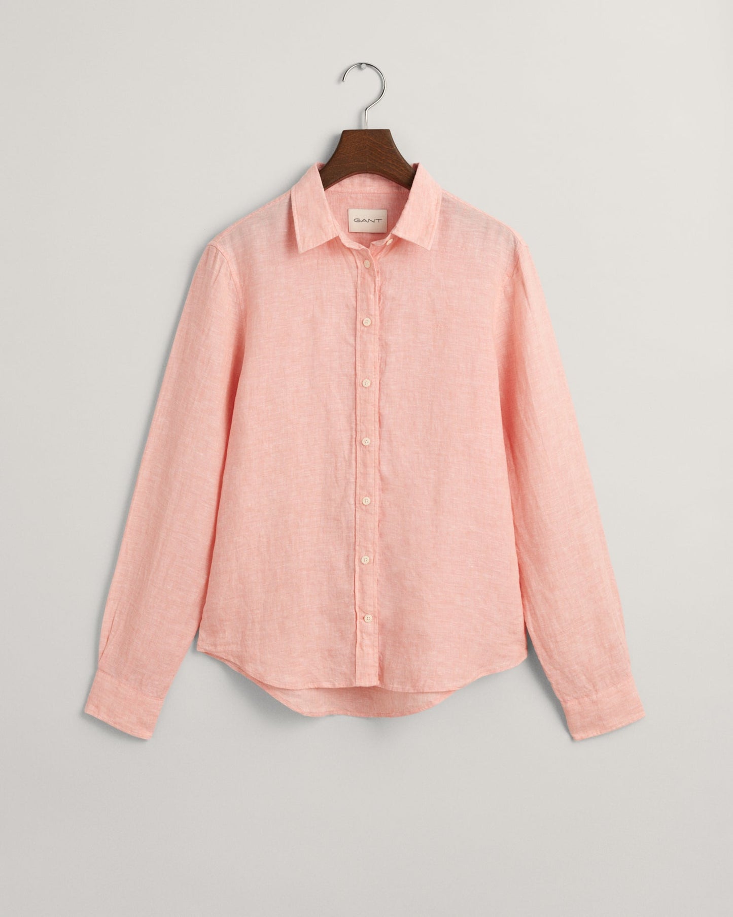 Chemise en chambray de lin coupe classique pour femme - ROSE PÊCHE 