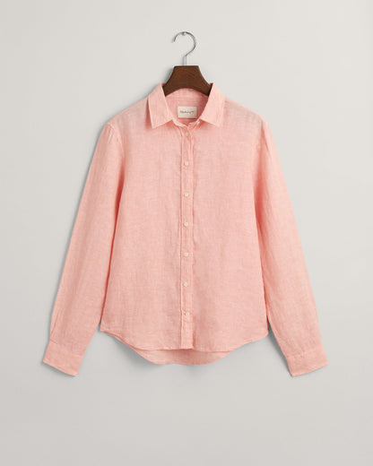 Chemise en chambray de lin coupe classique pour femme - ROSE PÊCHE 