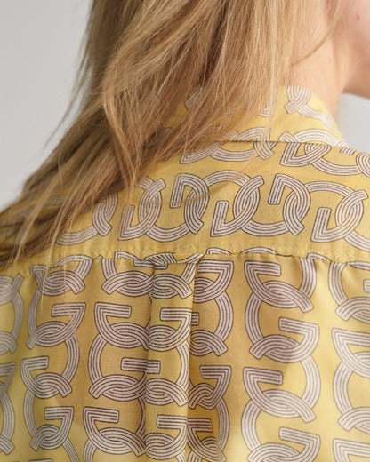 Chemise décontractée en coton et soie à motif G pour femme - Jaune poudré 