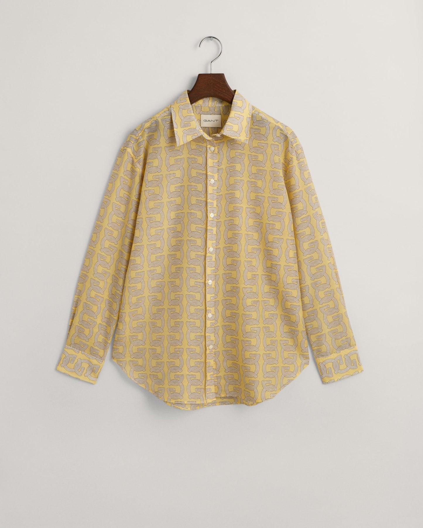 Chemise décontractée en coton et soie à motif G pour femme - Jaune poudré 