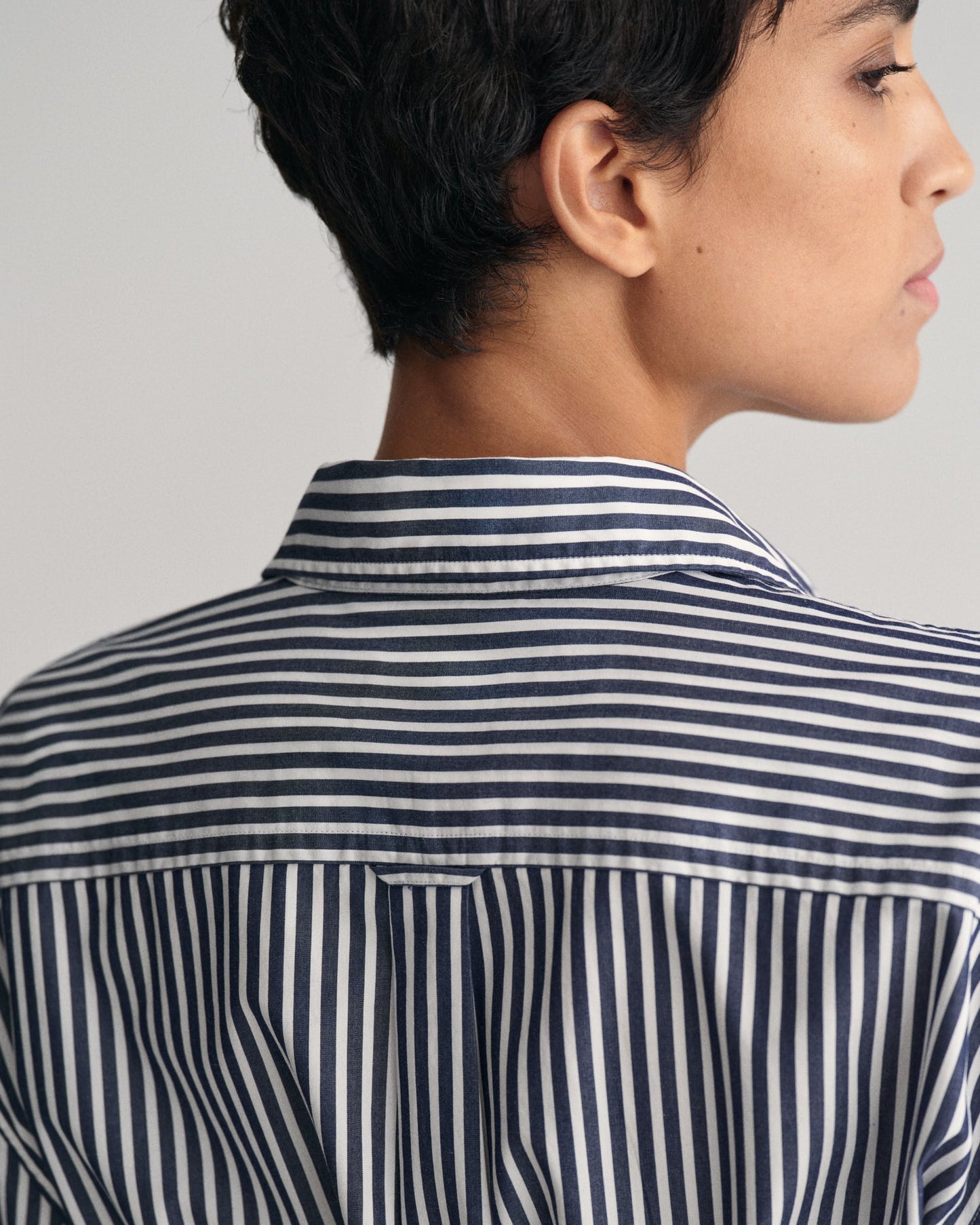 Robe chemise en popeline rayée pour femme - BLEU CLASSIQUE 