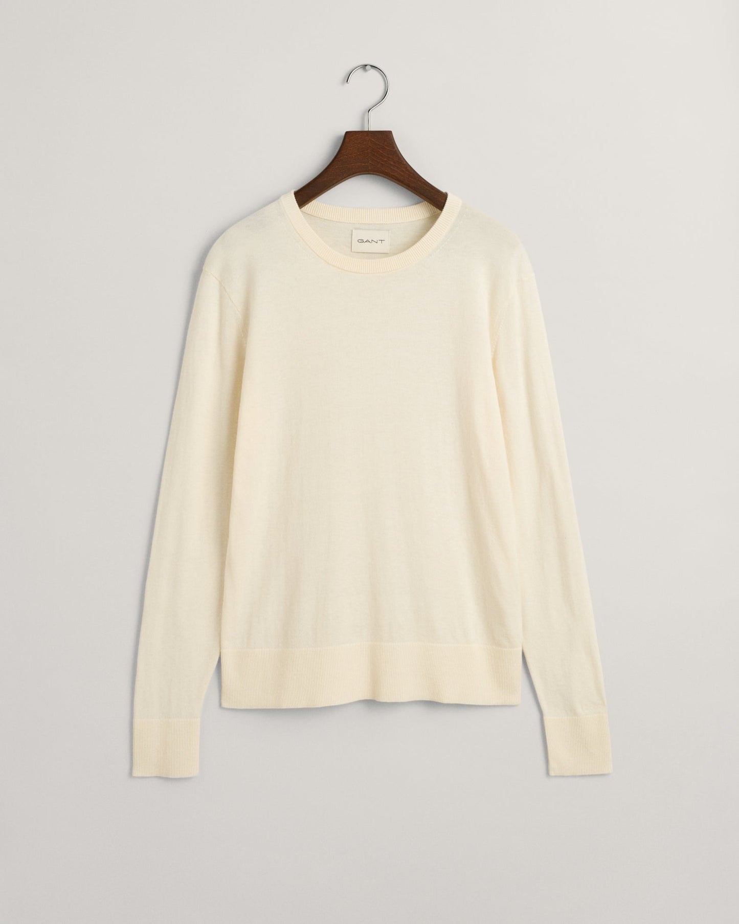 Pull ras du cou en maille fine pour femme - CRÈME 