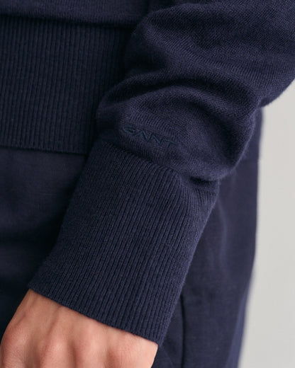 Feinstrickpullover mit Rundhalsausschnitt für Damen – ABENDBLAU 