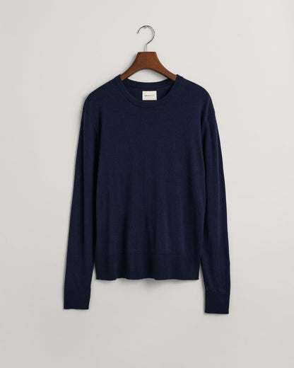 Feinstrickpullover mit Rundhalsausschnitt für Damen – ABENDBLAU 