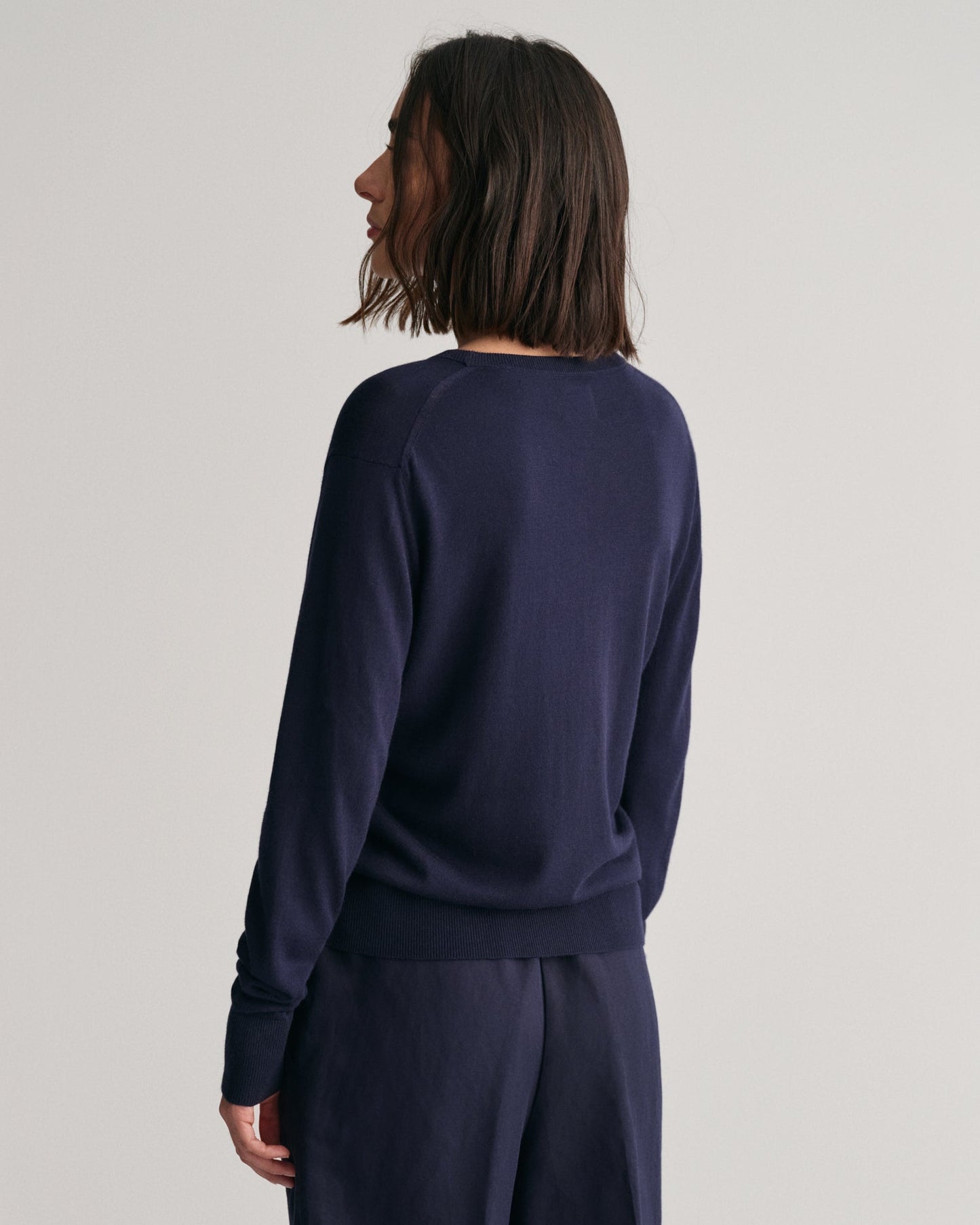 Feinstrickpullover mit Rundhalsausschnitt für Damen – ABENDBLAU 