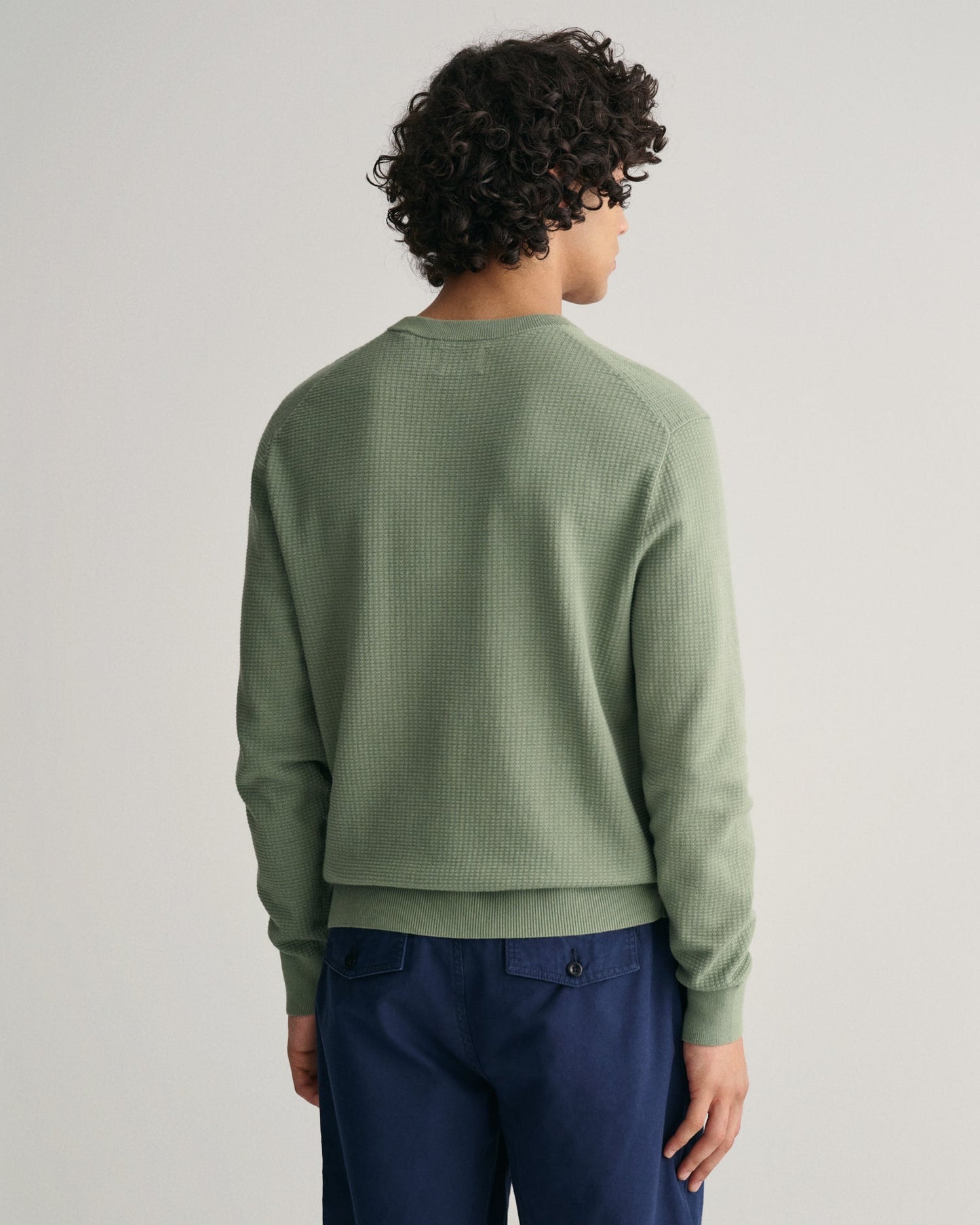Pull ras du cou en coton texturé pour homme - KALAMATA GREEN 