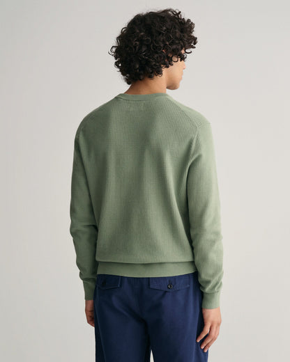 Pull ras du cou en coton texturé pour homme - KALAMATA GREEN 