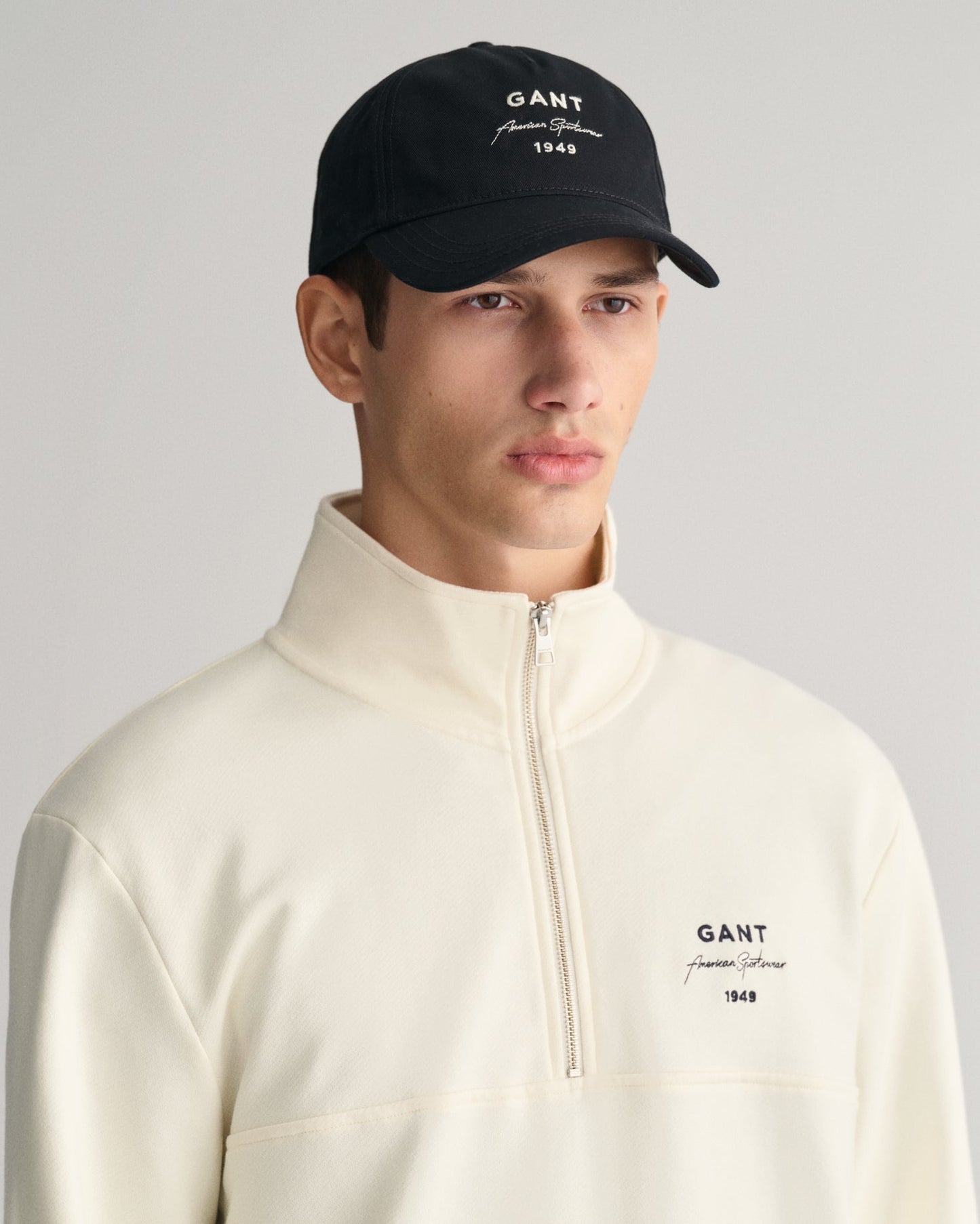 Herren-Kappe aus Baumwolltwill mit Schriftzug-Grafik – SCHWARZ 