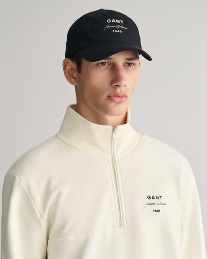 Herren-Kappe aus Baumwolltwill mit Schriftzug-Grafik – SCHWARZ 