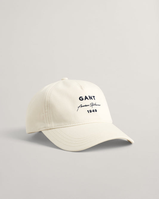 Herren-Kappe aus Baumwolltwill mit Schriftzug-Grafik – CREME 