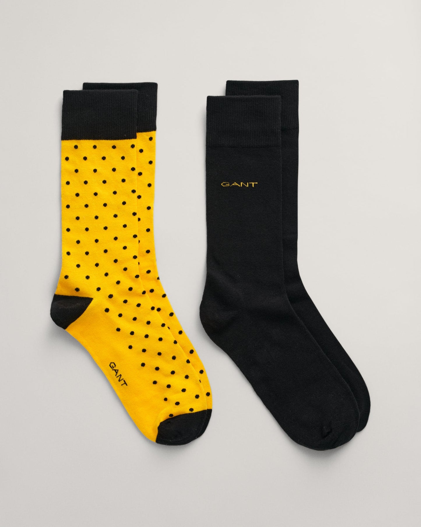 2er-Pack gepunktete und einfarbige Socken für Herren – MEDAILLE GELB 