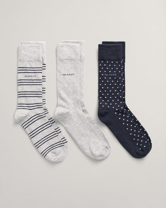 3er-Pack gemusterte Socken für Herren - HELLGRAU MELANGE 